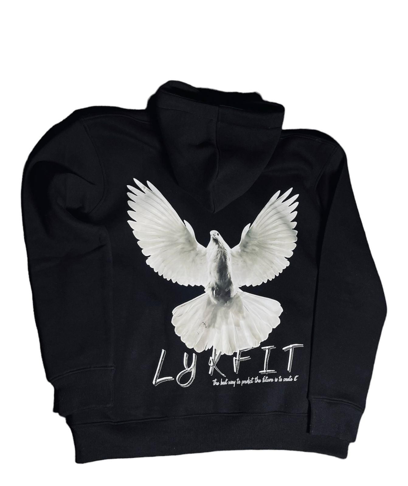 Pigeon Print On Black Premium Hoodie By LYKFIT- 400gsm
